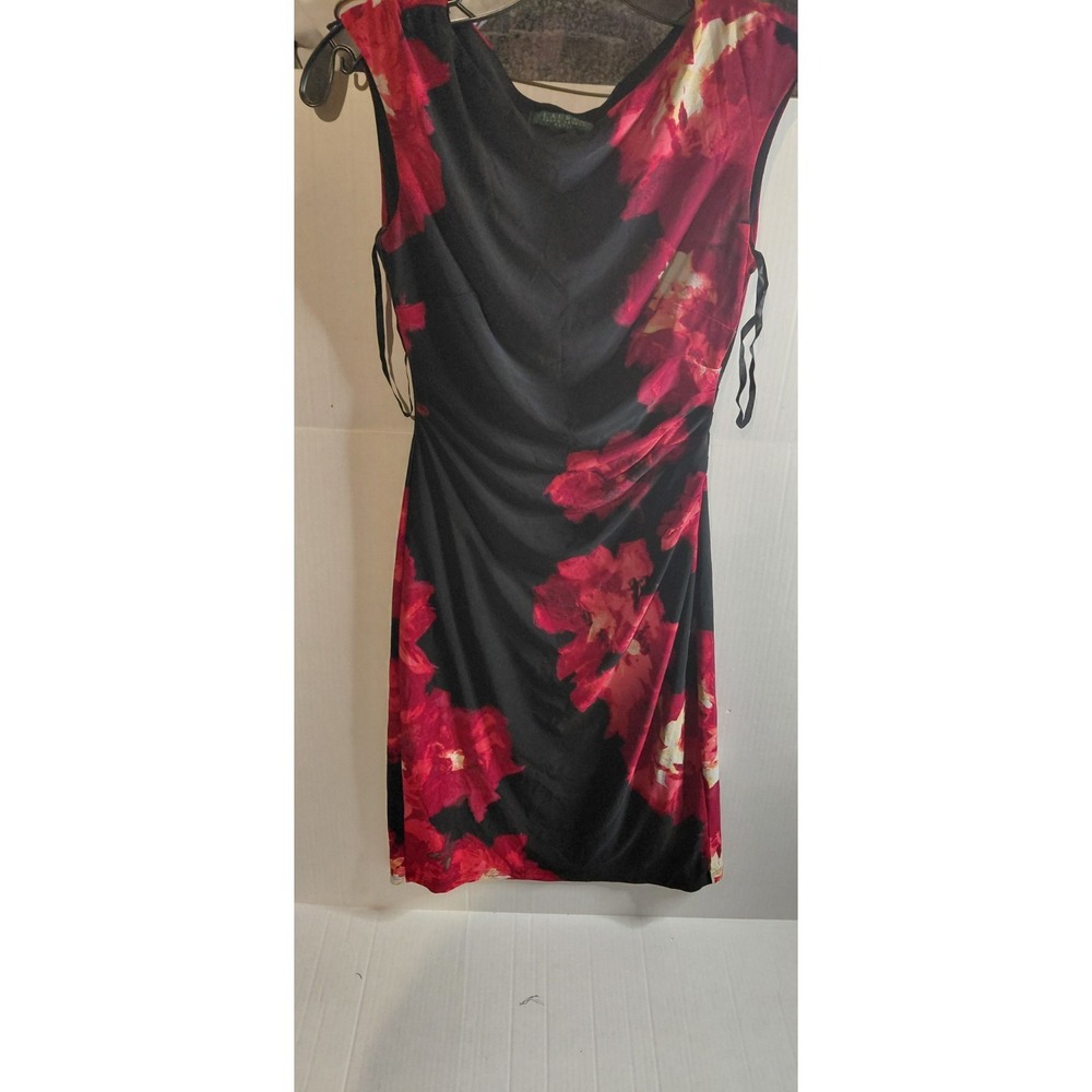 Vintage Style Lauren Ralph Lauren floral side-ruched sheath dress Old Money Sz 0